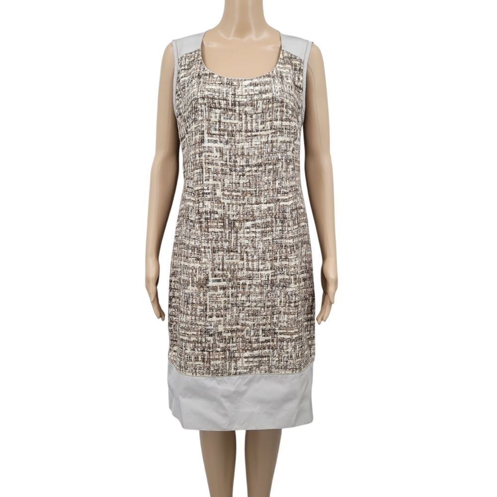 Lavia 18 Tweed Sleeveless Brown and Cream Dress Viscose Cotton Linen